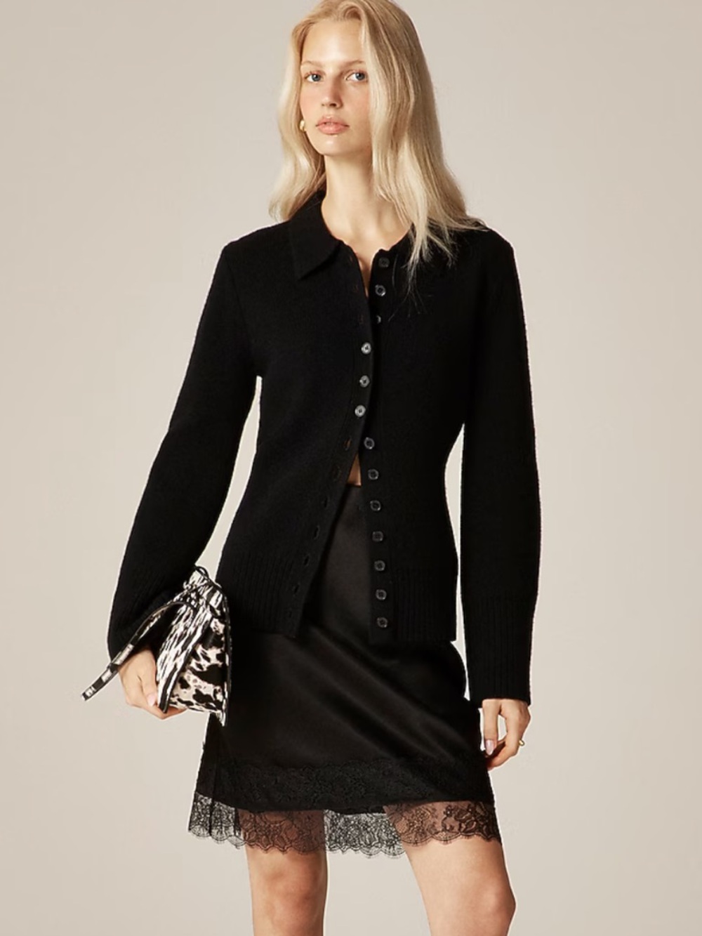 NWT Black  J. Crew Milano-Stitch Cinched-Waist Cardigan 💯% Lambswool